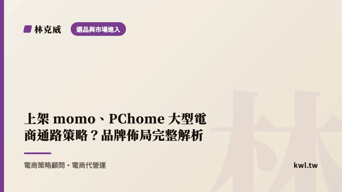 選品與市場進入｜上架 momo、PChome 大型電商通路策略？品牌佈局完整解析